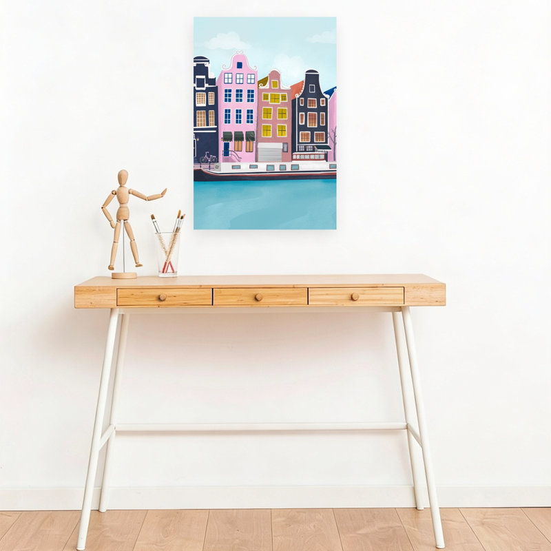 Affiche murale abstraite d'architecture d'Amsterdam, H 18 po x l 12 po
