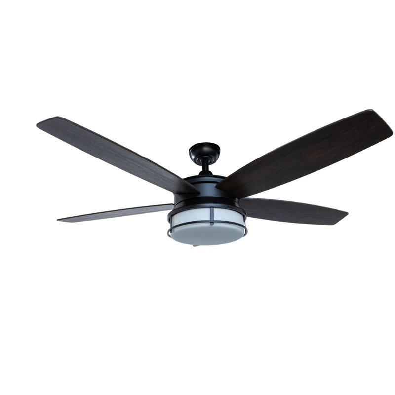 Palisade 52 inch Indoor/Outdoor Matte Black Ceiling Fan with LED Light Kit and Remote Control