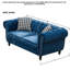 Canapé 2 places 165 cm avec revêtement en velours bleu, accoudoirs arrondis, clous décoratifs, design moderne du milieu du siècle, structure en pin massif, assise mi-ferme, ressorts et mousse haute densité, idéal pour le bureau.