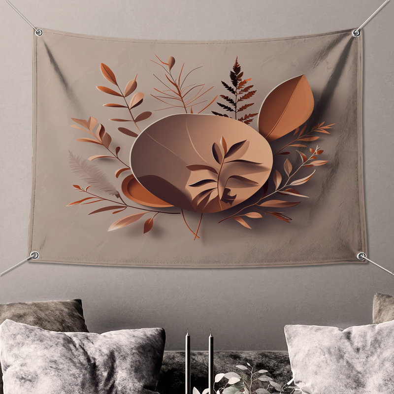 Tapisserie murale feuilles - décoration murale nature, 104 po H x 88 po avec 4 œillets