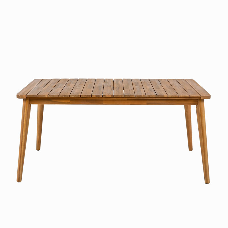 Acacia Wood Dining Table 6-Person Outdoor Table, Farmhouse Furniture For Patio, Garden, Backyard, Teak 180 LBS Weight Capacity 63"L