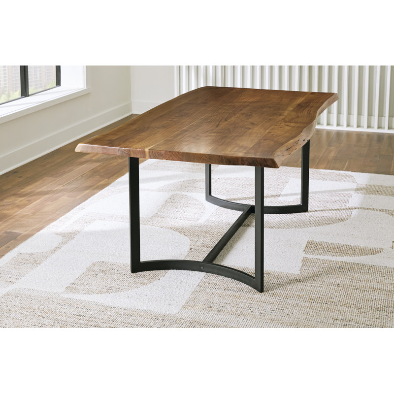 Sandsmere Acacia Solid Wood Top Metal Base Dining Table