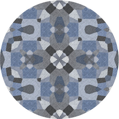 Tapis bleu/gris à motifs