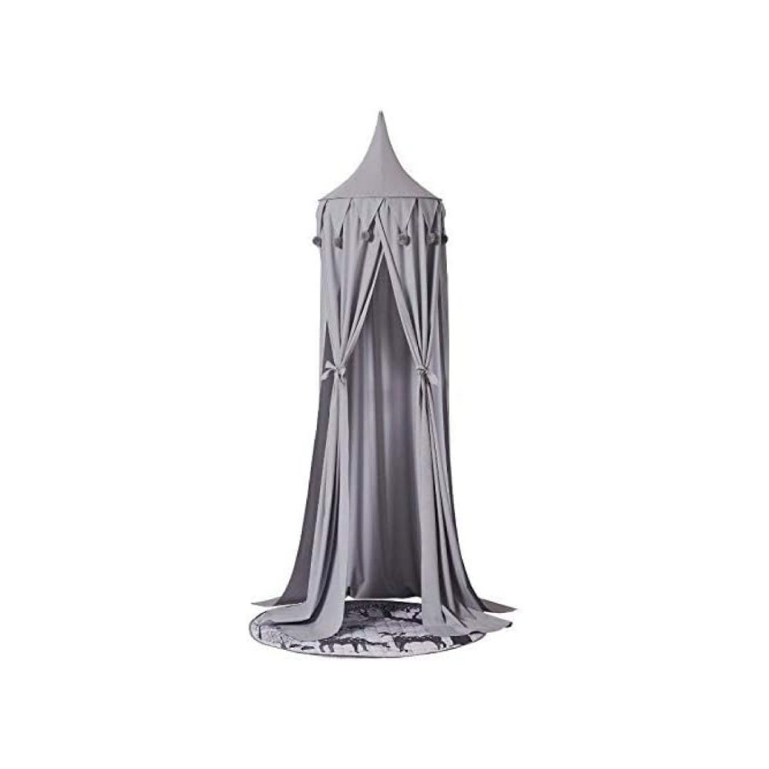 Round Dome Cotton Bed Canopy Mosquito Net, Grey