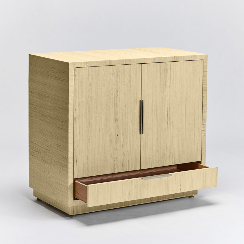Montaigne Bar Cabinet, Wood/Sisal, Natural