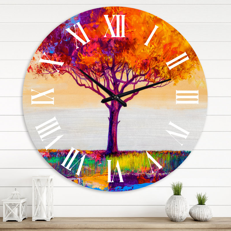 Arbre d'automne en forêt colorée XVII - horloge murale maison de campagne, Grand