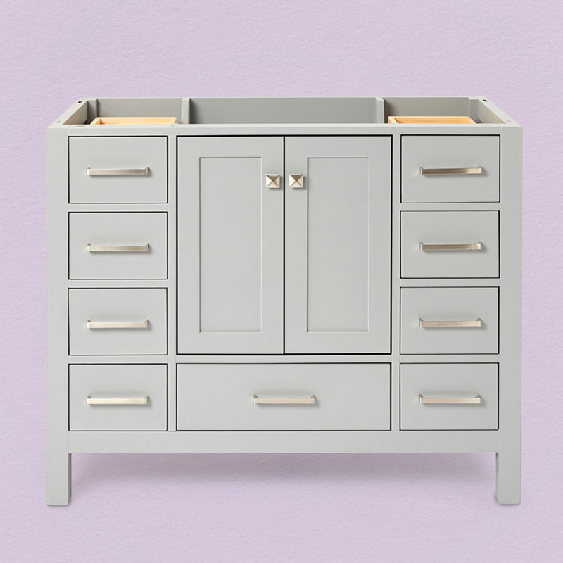 Cambridge 42'' W Single Bathroom Vanity Base, Brushed Nickel, Gray