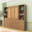 Grand lit escamotable en bois avec tablettes et armoires de rangement