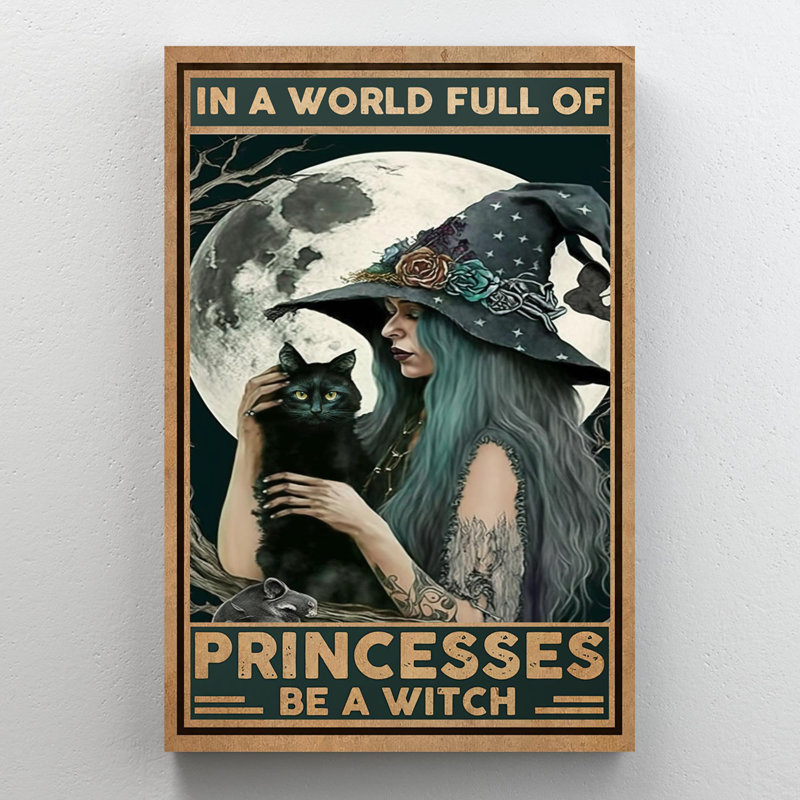«Be A Witch», impression d'art graphique rectangulaire 1 pièce «O Be A Witch», H 36 po x l 24 po x P 1,25 po