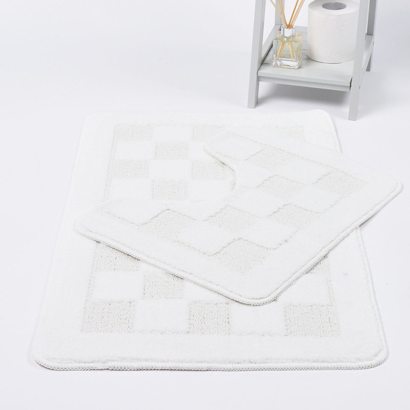 Emitte Polyester Blend Non-Slip Contour Mat, White