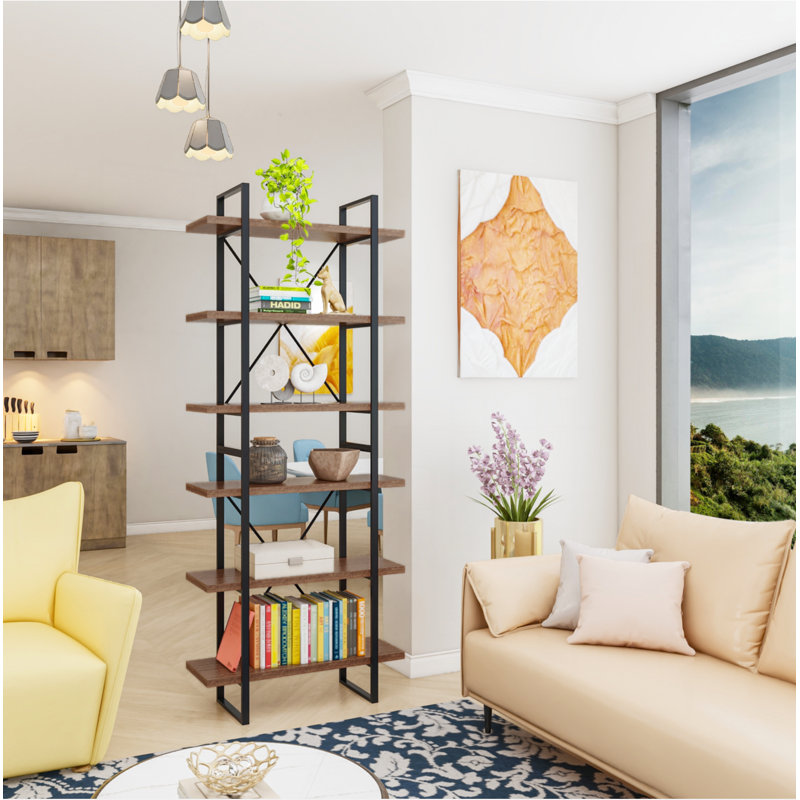 Etagere Bookcase, Black/Antigue Wood