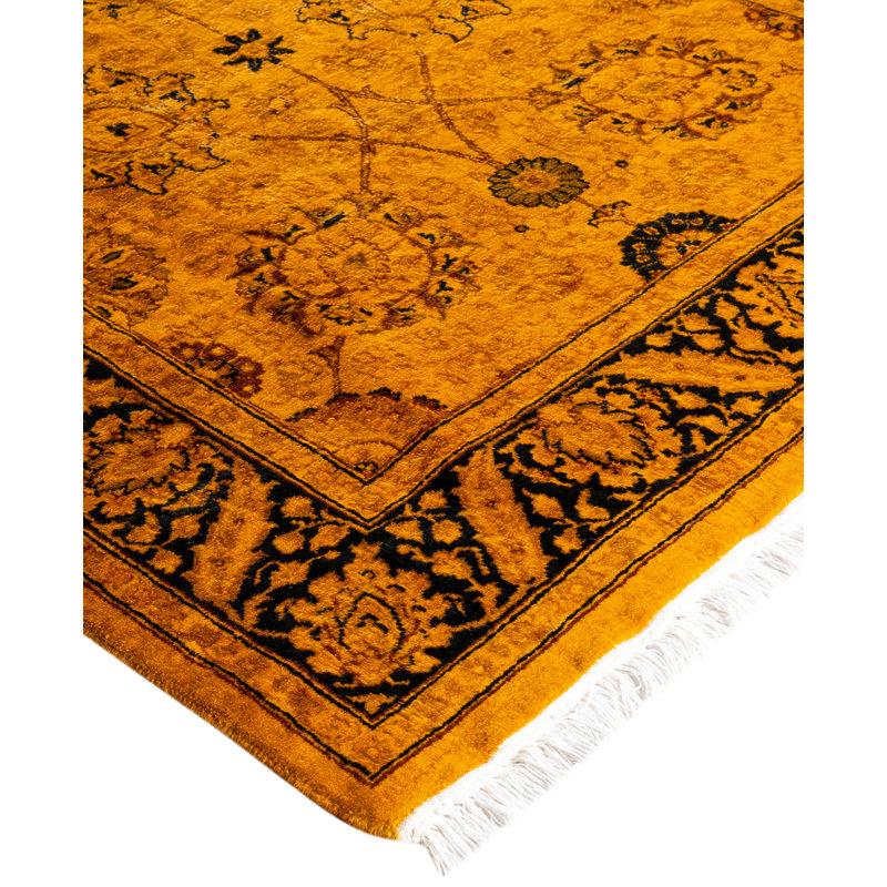 Overdyed Hand-Knotted Wool Modern-Contemporary Gold Runner 3' 0" x 8' 3"