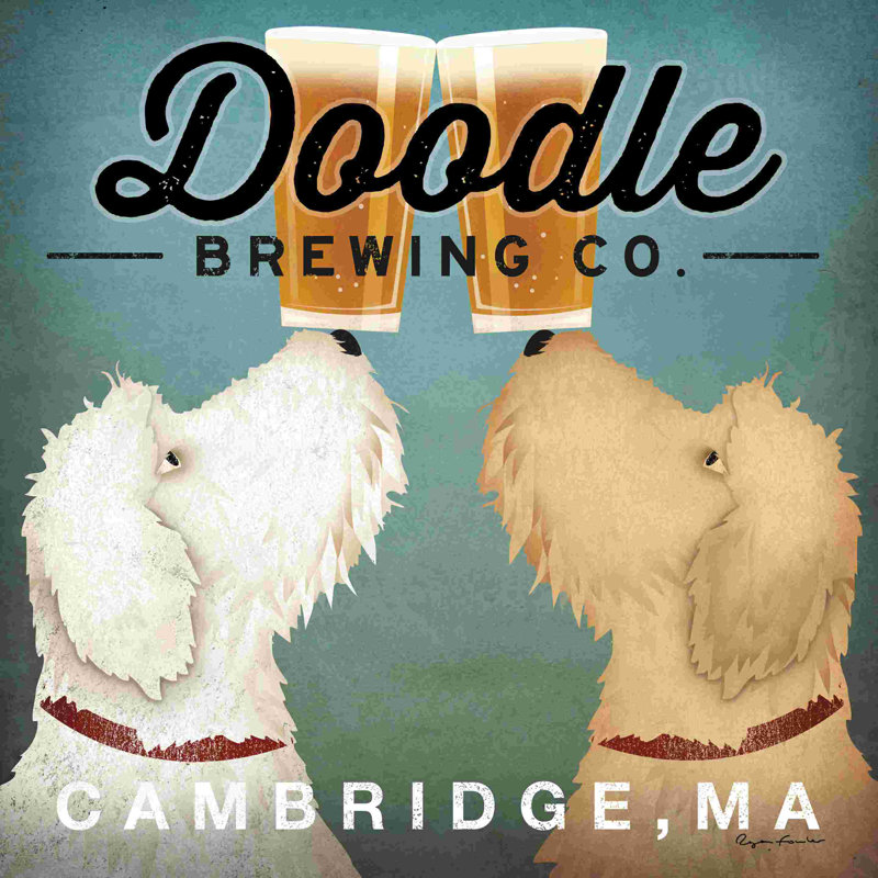 Doodle Beer Double - Cambridge MA, H 12 po x l 12 po, Pas de tapis, Toile tendue