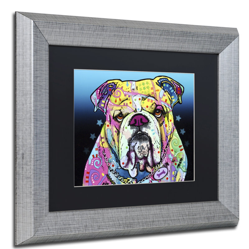 « the bouledogue », impression, H 11 po x l 14 po x P 0,5 po, Cadre argenté, Blanc