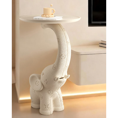 Éléphant moderne en résine de style crème avec plateau de rangement