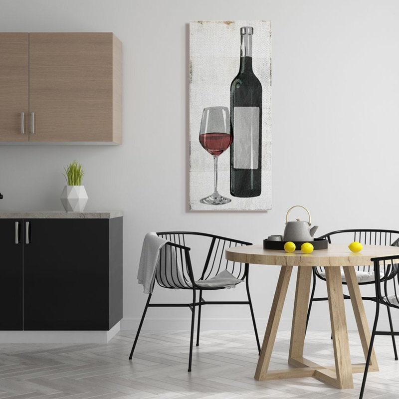 «Rustic Red Wine Glass», Millen Villa - Impression d'art graphique, Wrapped Canvas, 48" H x 20" W x 1.5" D