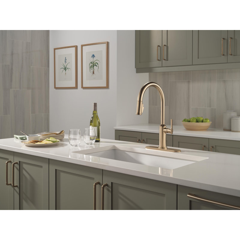 Single Handle Pull-Down Kitchen Faucet, Lumicoat Champagne Bronze