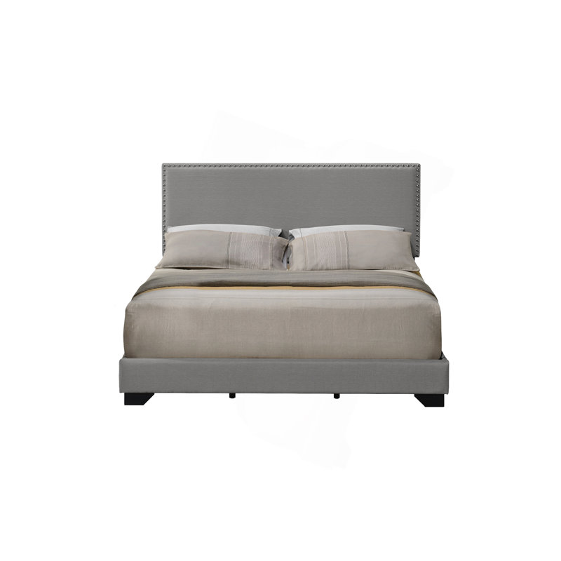 Grand lit en tissu gris clair Leandros