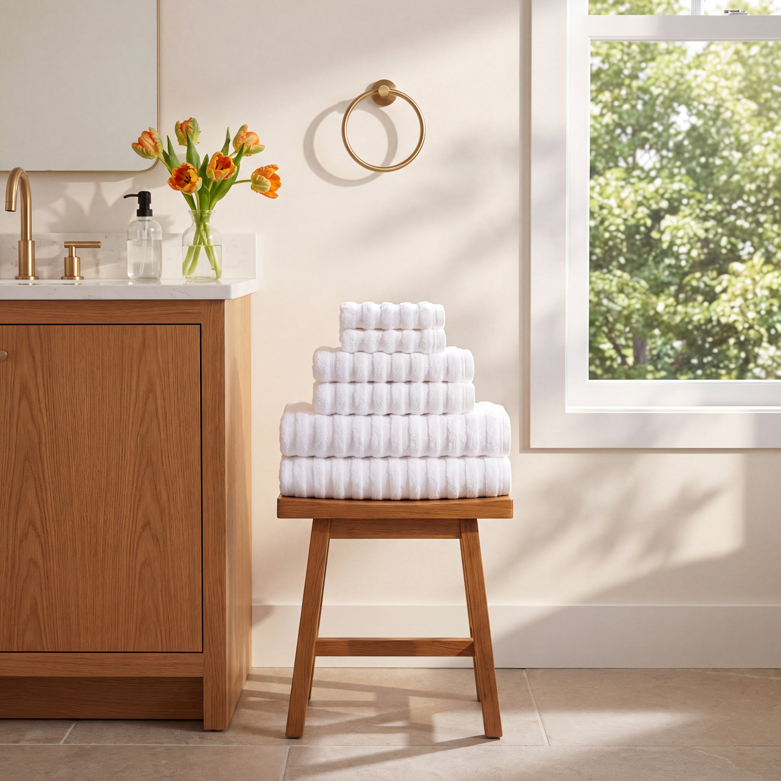 Sergio 6-Piece Cotton Towel Set, White