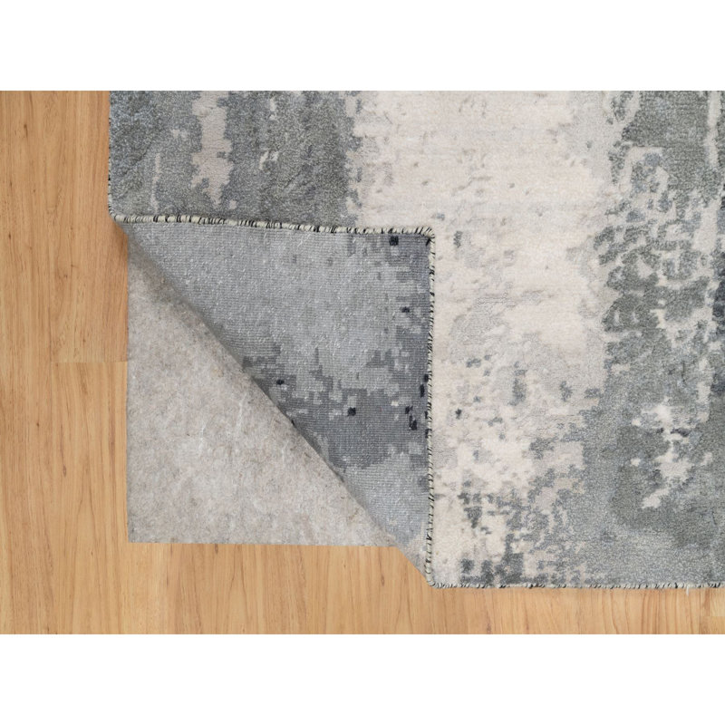 One-of-a-Kind 2'6" X 8' New Age Runner Wool Area Rug Black