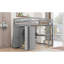 Lit mezzanine double avec garde-robe, bureau et grand espace de rangement intégré en bois massif gris-933917452