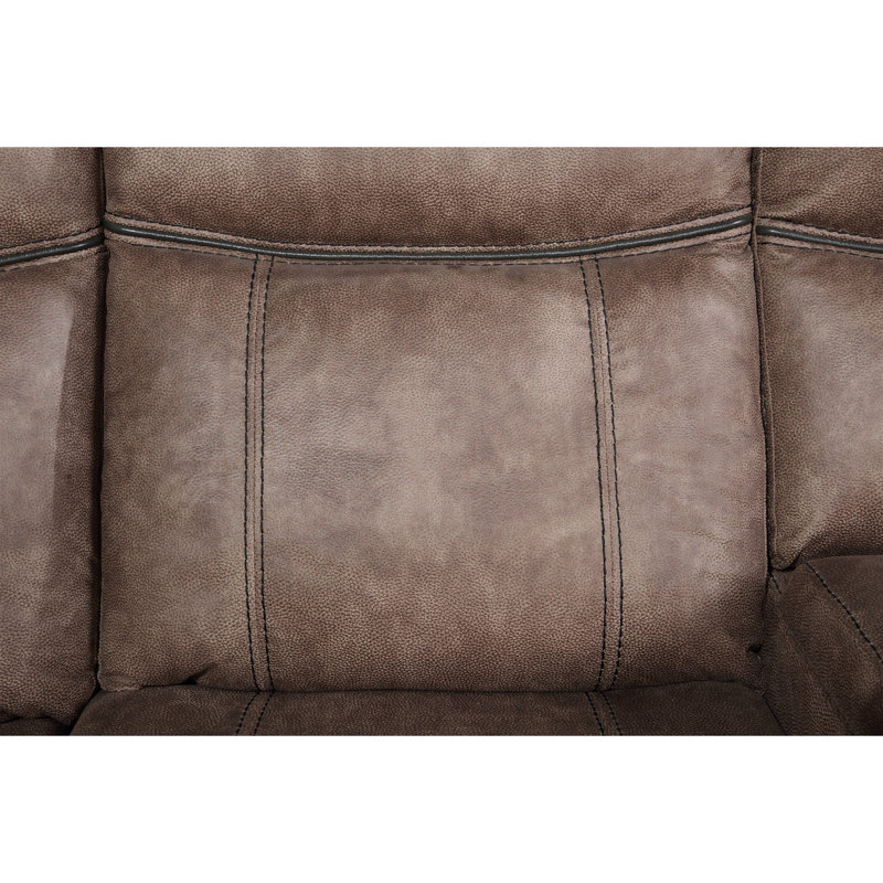 Canapé modulaire inclinable manuel deux tons chocolat nubuck avec port USB et console porte-gobelet, Chocolat