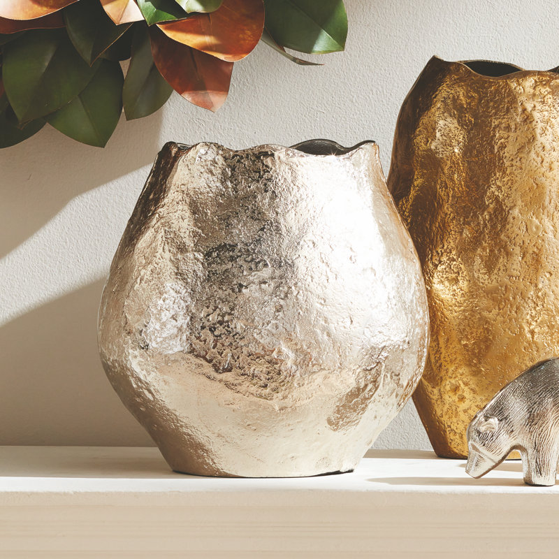 Harlin Short Vase, Silver, 10.75" H x 10.25" W x 6.75" D