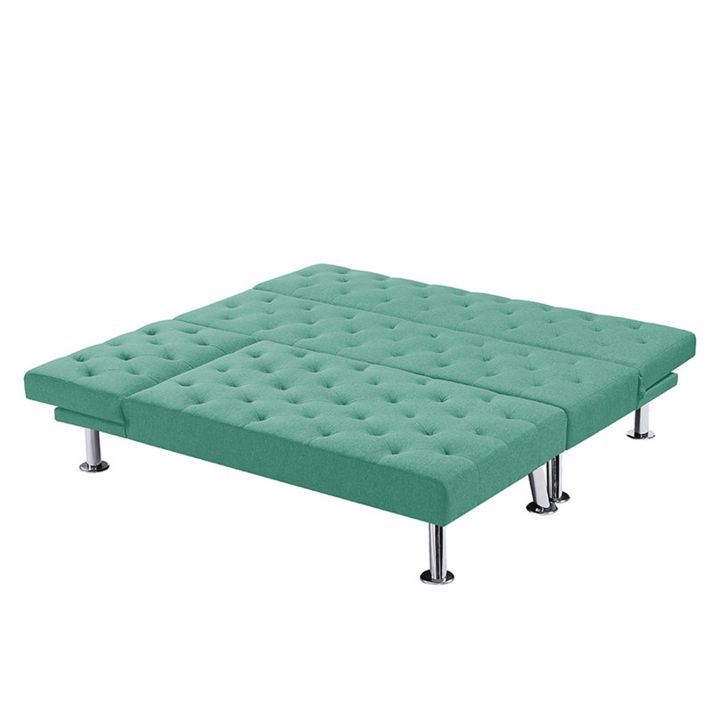 Canapé-lit sans accoudoirs 94,09 po, Mélange de lin vert