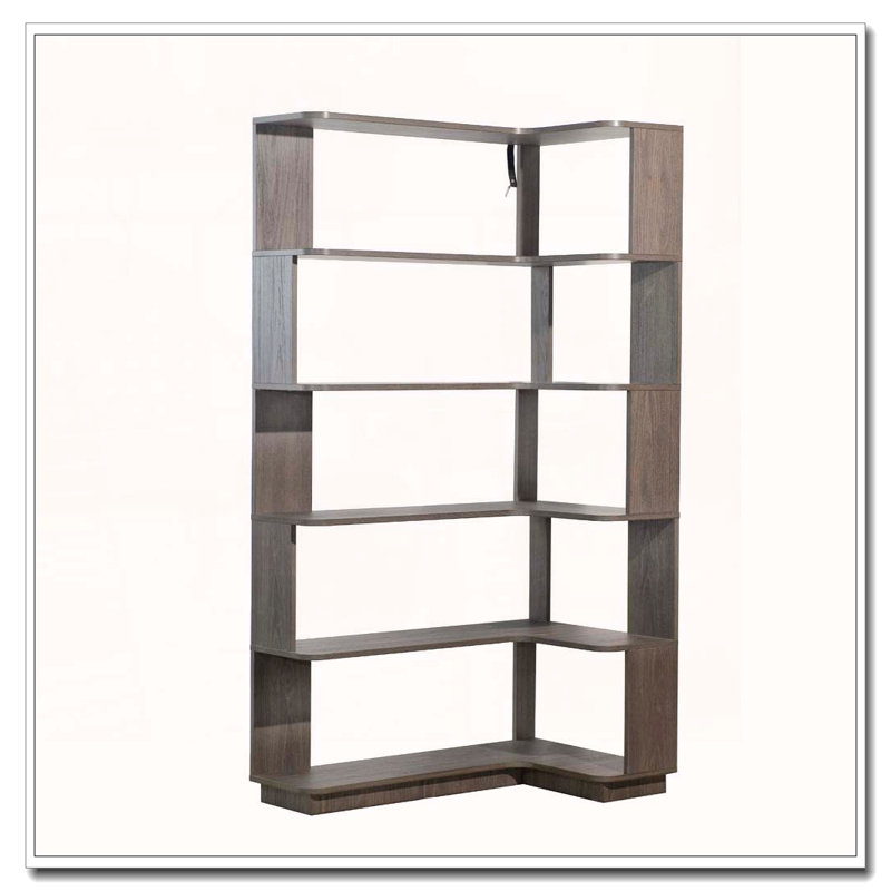 Freestanding Corner Bookshelf, Dark Brown