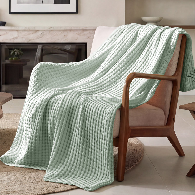 Couvre-lit gaufré en coton et rayonne de bambou 279 g / m² GentleSoft ™, Jadéite, Lit double