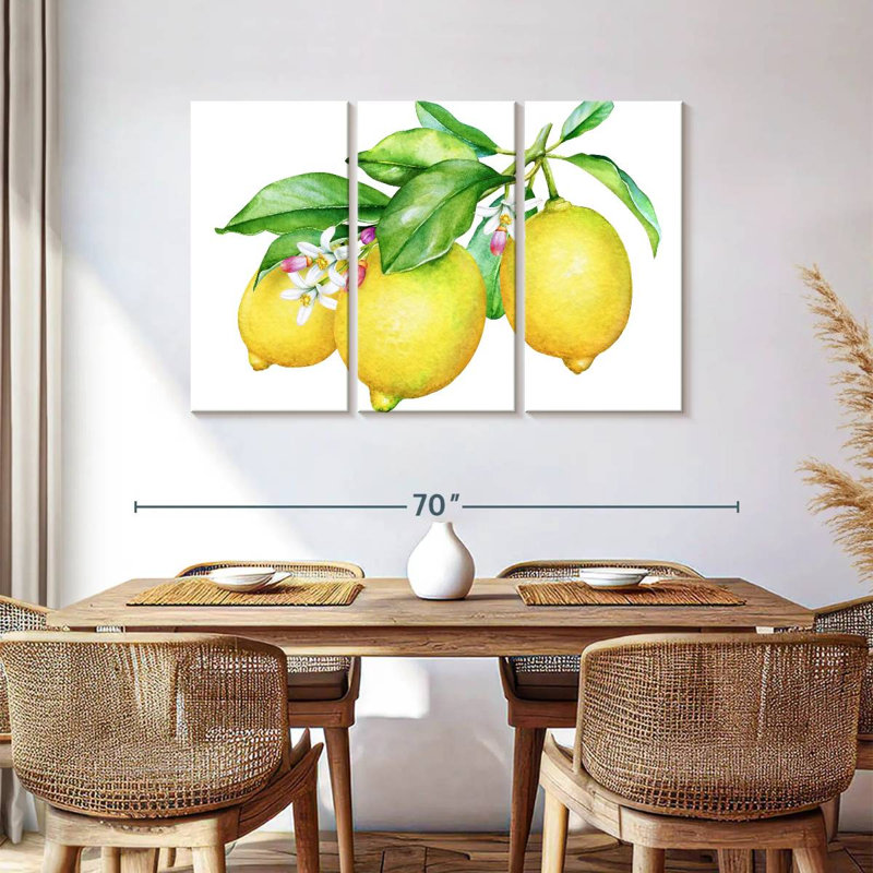 Yarlin 3 citrons et fleurs, H 36 po x l 57 po