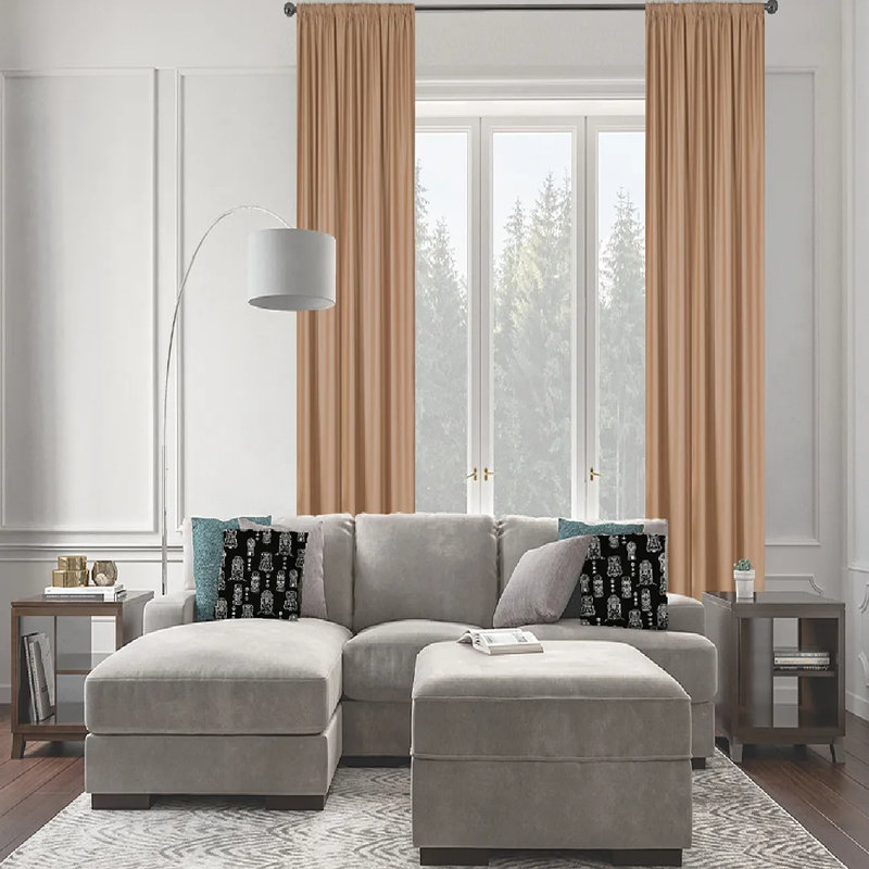 Panneau de rideau simple obscurcissant extra large et très long fait sur mesure, L 52 po x L 168 po, Taupe