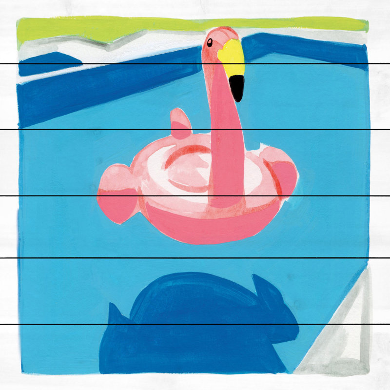 « pool float » par molly rosner, reproduction d’art sur bois blanc, H 18 po x l 18 po