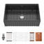 Évier de cuisine de ferme 33 po noir mat - Cuvette simple en céramique 33 po x 20 po x 10 po réversible-121474021