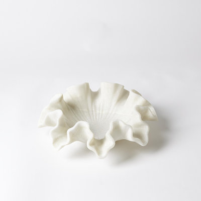 Marble Ruffle Bowl-White