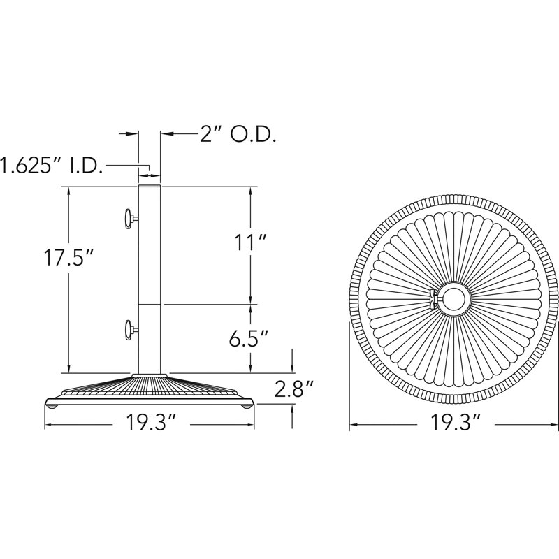 Base de parasol autoportante en fonte Tomeika, Toile Sunbrella® noir