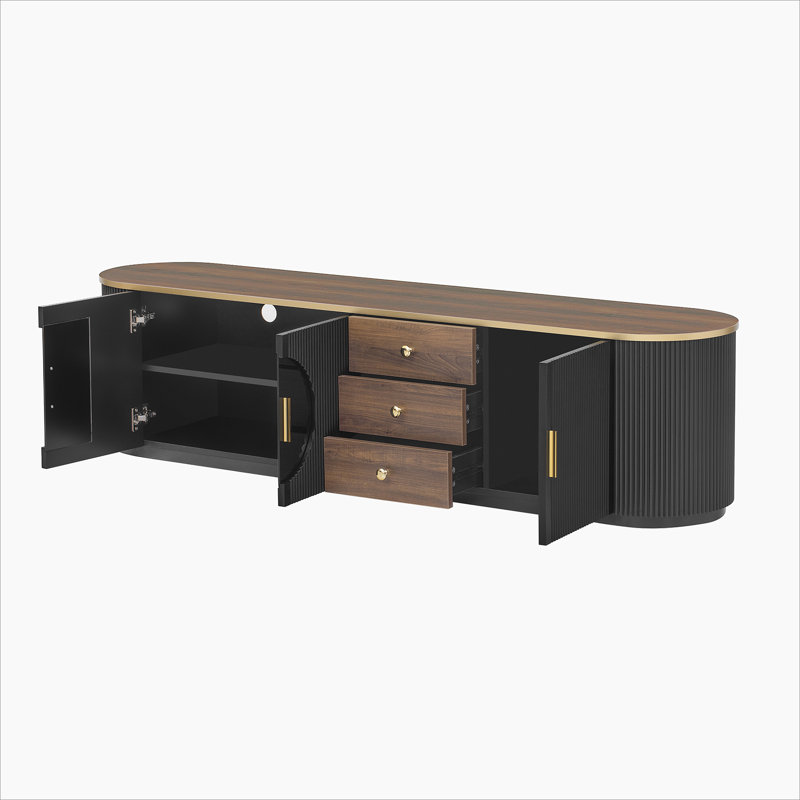 Meuble télé avec 3 tiroirs et 1 tablette, Noir