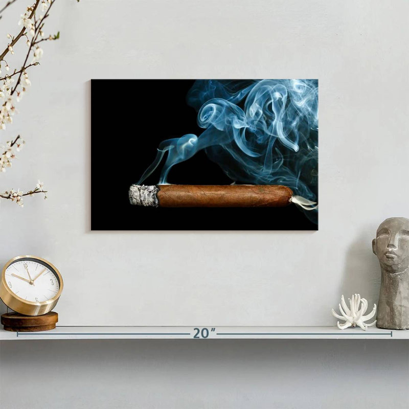 Senne Cigar With Smoke, 8" H x 12" W