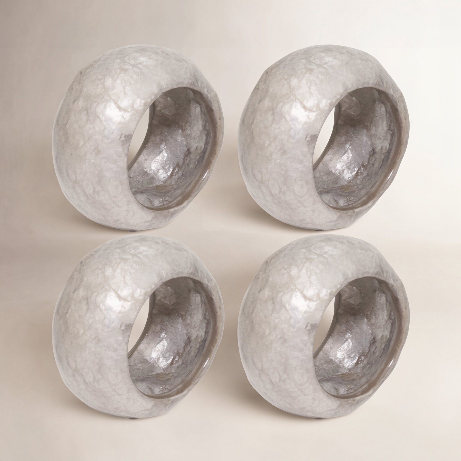 Textured Capiz Napkin Rings, Silver