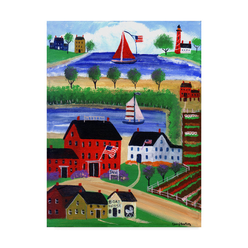 «Seaside Village» par Cheryl Bartley, reproduction sur toile tendue, H 47 po x l 35 po x P 2 po
