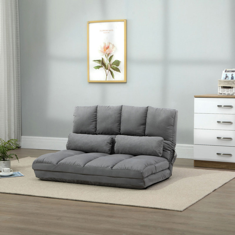 Fauteuil convertible HOMcom, Polyester gris clair, H 23,5 po x l 40,3 po x P 28,8 po 