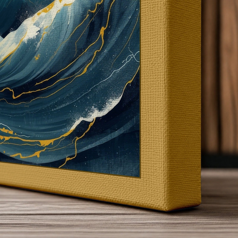 Turbulent Seas Coastal - Wrapped Canvas, 24x16 - 61.0 x 40.6 cm, Ochre Border