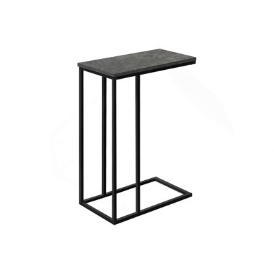 Accent Table, C-Shaped, End, Side, Snack, Grey Laminate, Black Metal, Contemporary, Modern