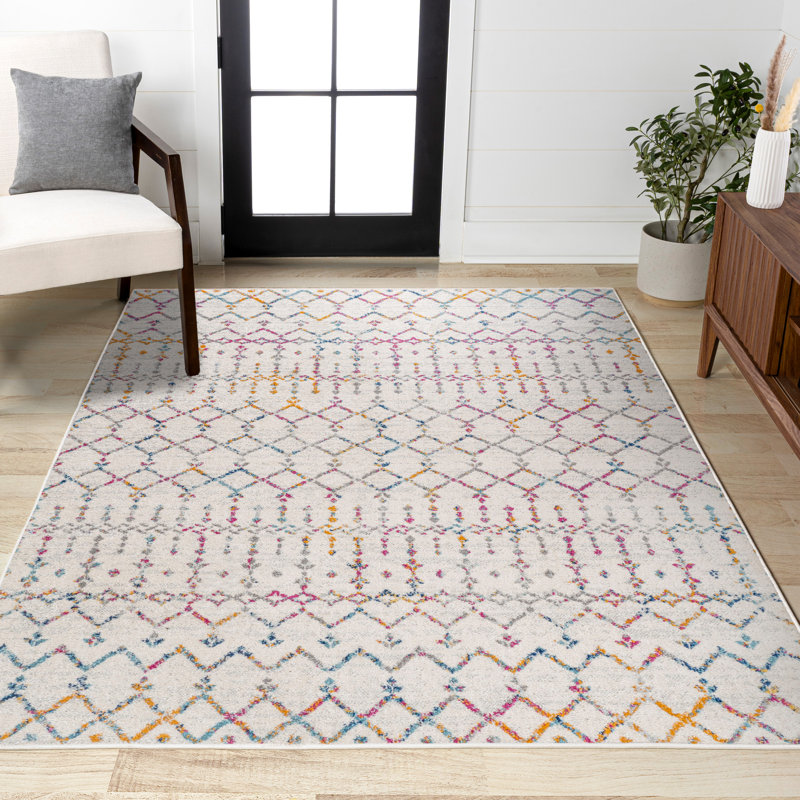 Tapis ivoire / multicolore Kateshia, Rectangle 3 pi x 5 pi