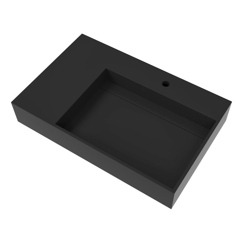 Juniper 30" Wall Mounted Bathroom Sink With Right Basin - Black, Black