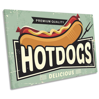 Hotdogs Retro Kitchen Café - Wrapped Canvas Print