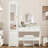 Wayneshia Vanity Desk With Mirror and Lights & Left Armoire Wardrobe Cabinet with 5 Drawers & 3 Color and Lighting Brightness Adjustable,White
