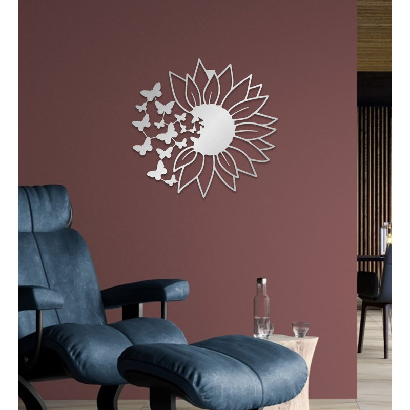Décoration murale en métal fleur et papillons pour salon, nouvelle maison et bureau, cadeau de pendaison de crémaillère
