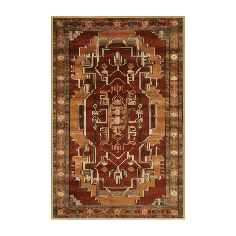 Tapis art déco brun lavable à la machine, Tapis de couloir 2 pi x 5 pi