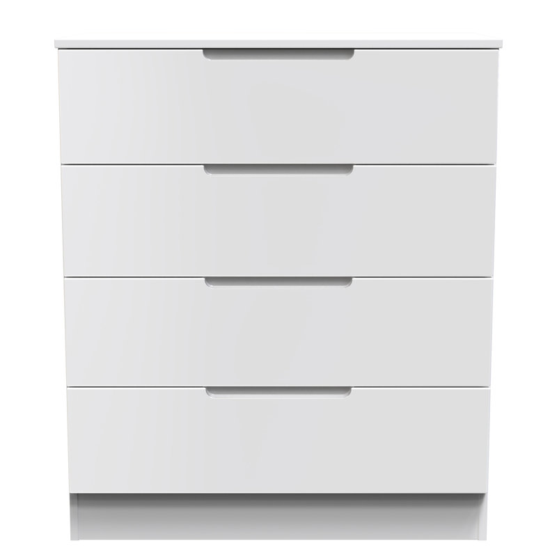 Milan 4 Drawer Chest in Dusk Grey (Ready Assembled), White